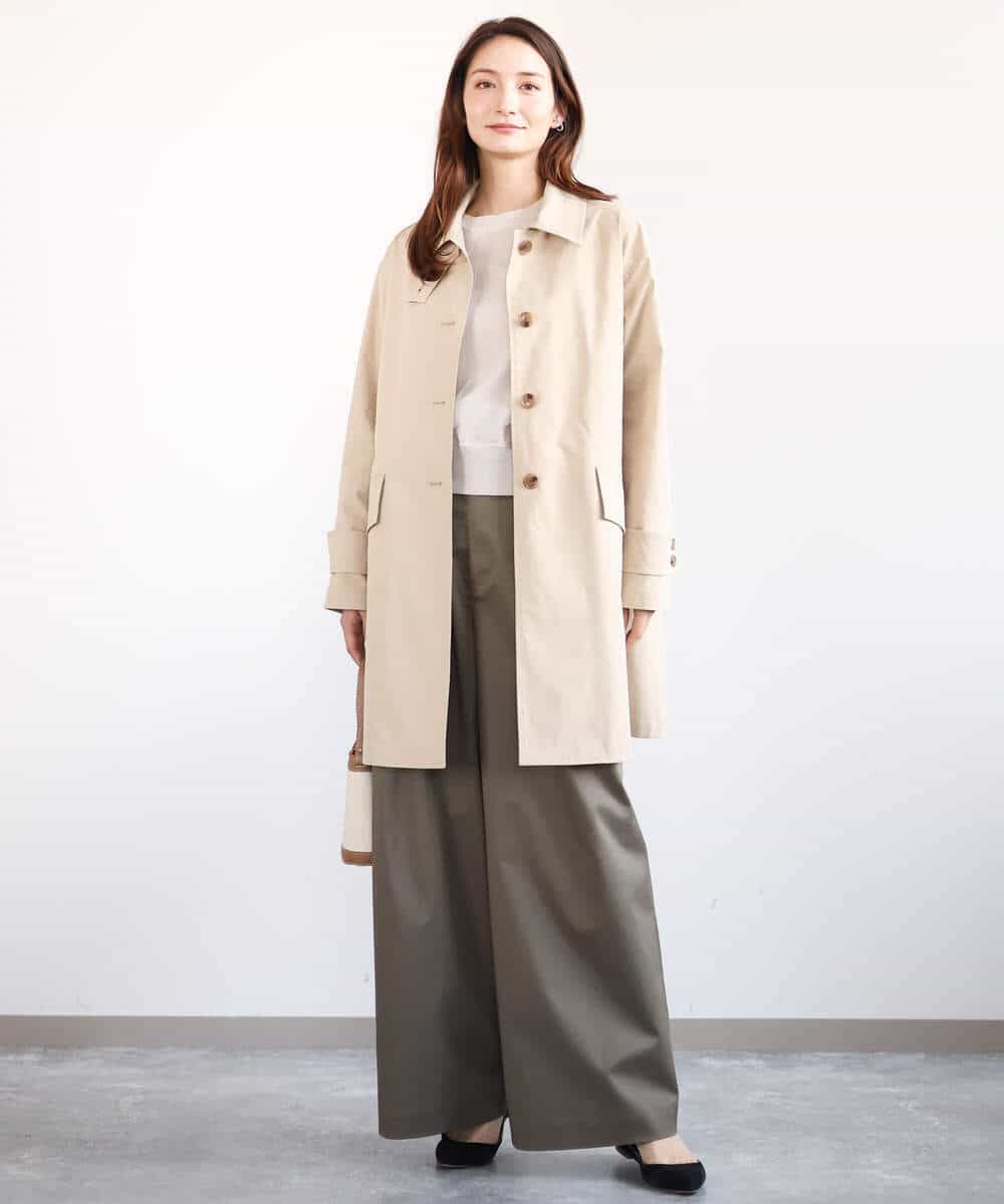 FKVFA01270 MK MICHEL KLEIN(MK ミッシェルクラン) ミドル丈ステンカラーコート/洗える ベージュ