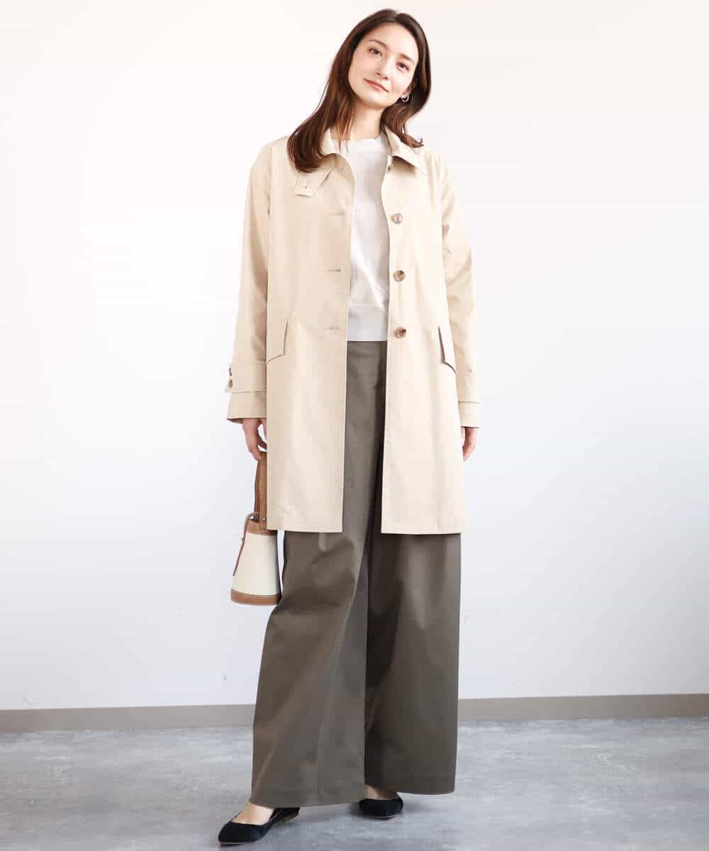 FKVFA01270 MK MICHEL KLEIN(MK ミッシェルクラン) ミドル丈ステンカラーコート/洗える ベージュ