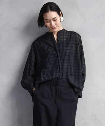 FMBAD09260 MICHEL KLEIN シアーチェックAラインブラウス