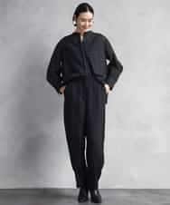 FMBAD09260 MICHEL KLEIN(ミッシェルクラン) シアーチェックAラインブラウス ブラック