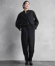 FMBAD09260 MICHEL KLEIN(ミッシェルクラン) シアーチェックAラインブラウス ブラック