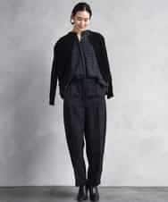 FMBAD09260 MICHEL KLEIN(ミッシェルクラン) シアーチェックAラインブラウス ブラック