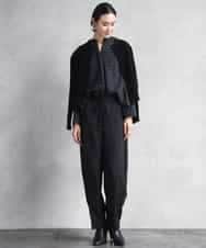 FMBAD09260 MICHEL KLEIN(ミッシェルクラン) シアーチェックAラインブラウス ブラック