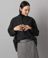 FMBAD09260 MICHEL KLEIN(ミッシェルクラン) シアーチェックAラインブラウス ブラック