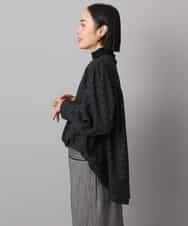 FMBAD09260 MICHEL KLEIN(ミッシェルクラン) シアーチェックAラインブラウス ブラック