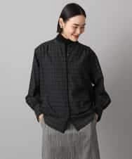 FMBAD09260 MICHEL KLEIN(ミッシェルクラン) シアーチェックAラインブラウス ブラック