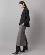 FMBAD09260 MICHEL KLEIN(ミッシェルクラン) シアーチェックAラインブラウス ブラック