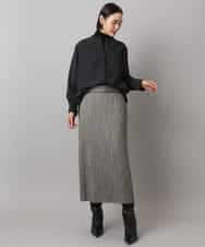 FMBAD09260 MICHEL KLEIN(ミッシェルクラン) シアーチェックAラインブラウス ブラック