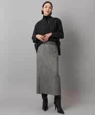 FMBAD09260 MICHEL KLEIN(ミッシェルクラン) シアーチェックAラインブラウス ブラック