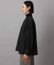 FMBAD09260 MICHEL KLEIN(ミッシェルクラン) シアーチェックAラインブラウス ブラック