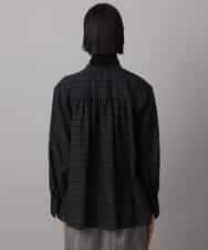 FMBAD09260 MICHEL KLEIN(ミッシェルクラン) シアーチェックAラインブラウス ブラック