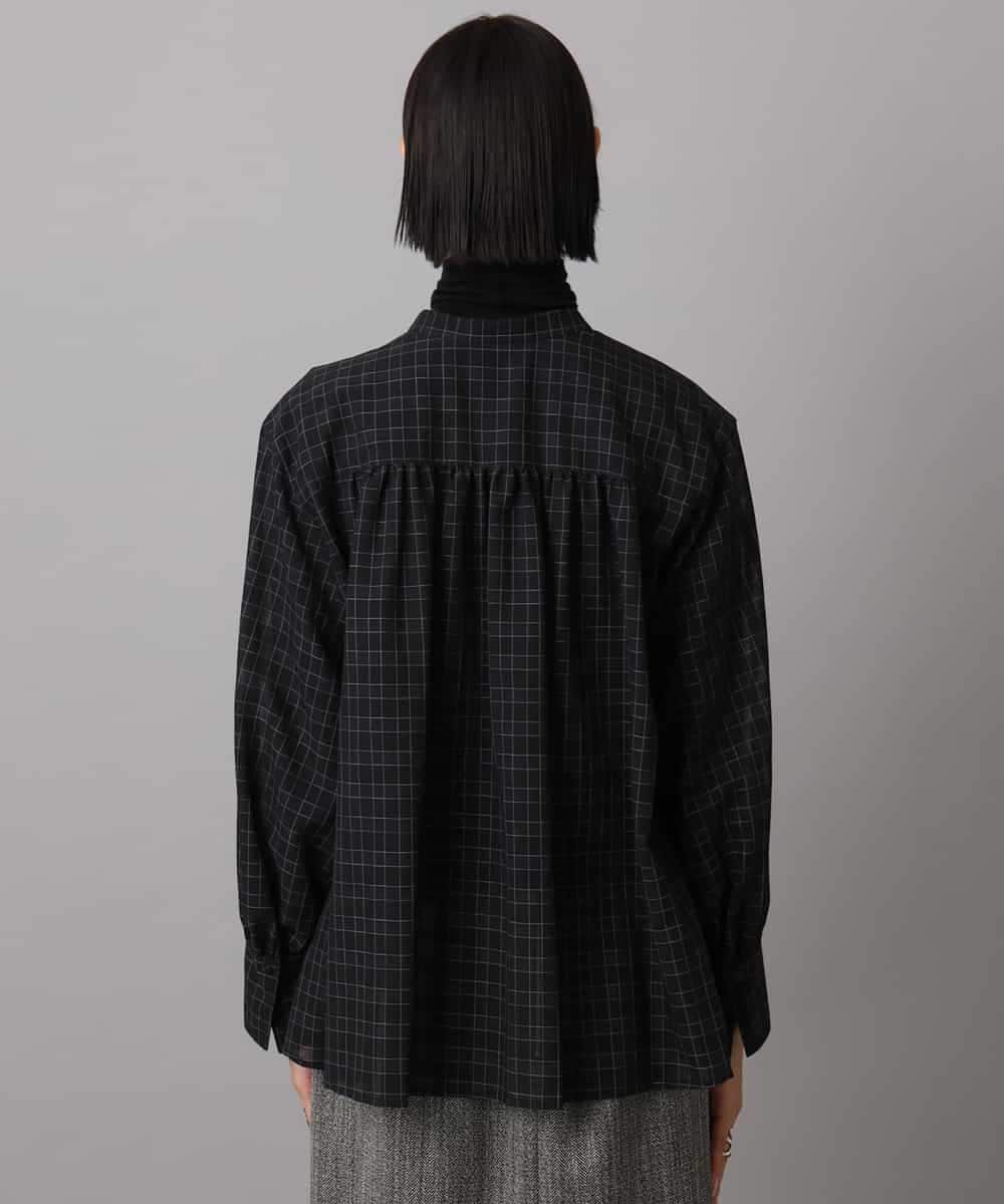 FMBAD09260 MICHEL KLEIN(ミッシェルクラン) シアーチェックAラインブラウス ブラック