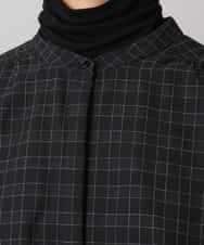 FMBAD09260 MICHEL KLEIN(ミッシェルクラン) シアーチェックAラインブラウス ブラック