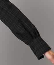 FMBAD09260 MICHEL KLEIN(ミッシェルクラン) シアーチェックAラインブラウス ブラック