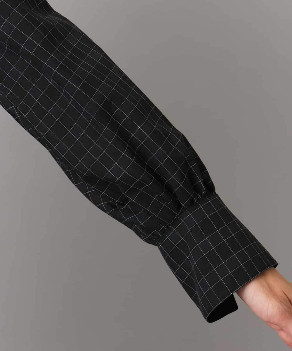 FMBAD09260 MICHEL KLEIN(ミッシェルクラン) シアーチェックAラインブラウス ブラック