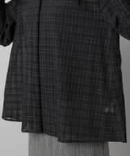 FMBAD09260 MICHEL KLEIN(ミッシェルクラン) シアーチェックAラインブラウス ブラック