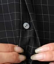 FMBAD09260 MICHEL KLEIN(ミッシェルクラン) シアーチェックAラインブラウス ブラック