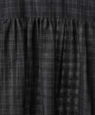 FMBAD09260 MICHEL KLEIN(ミッシェルクラン) シアーチェックAラインブラウス ブラック