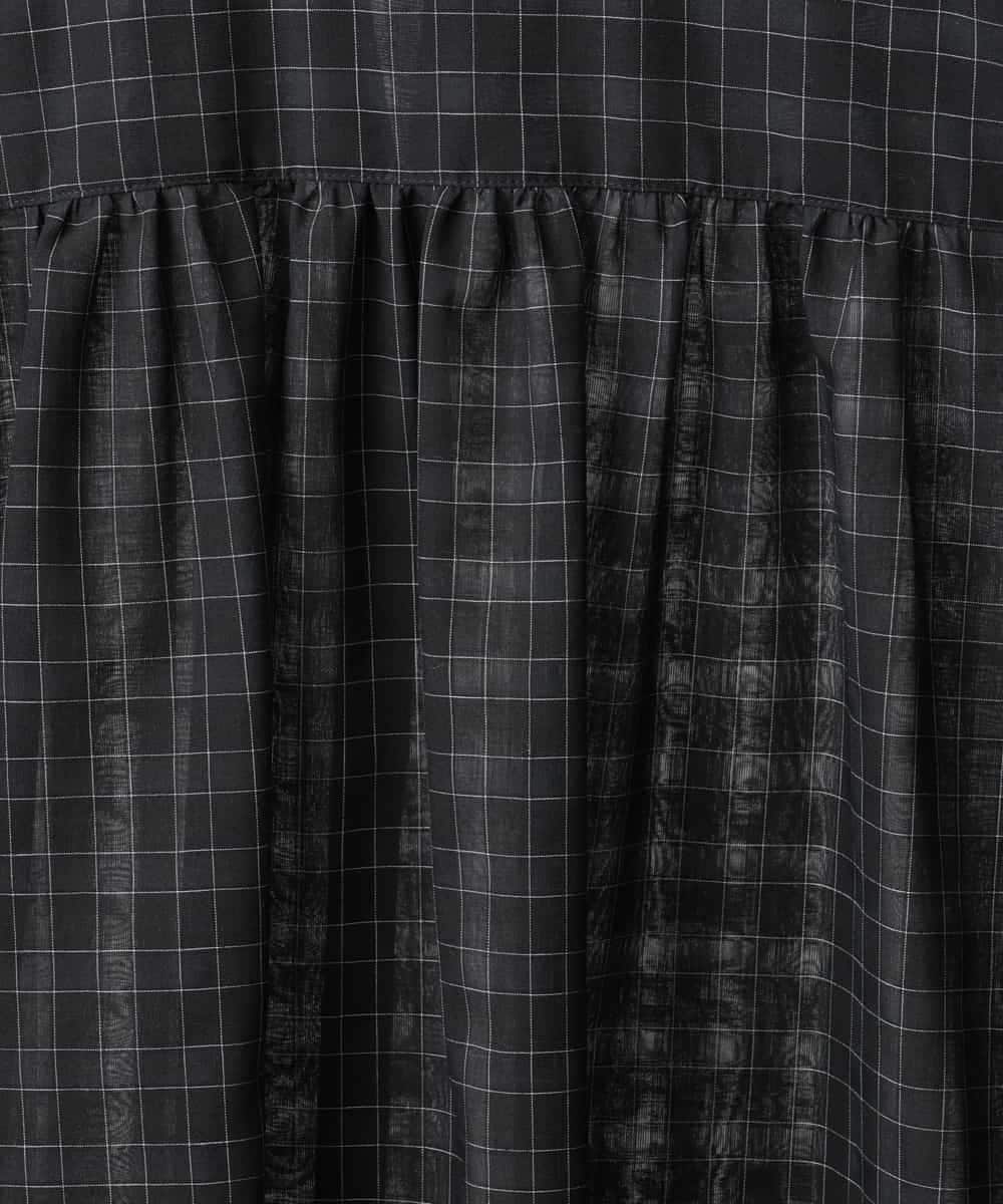 FMBAD09260 MICHEL KLEIN(ミッシェルクラン) シアーチェックAラインブラウス ブラック