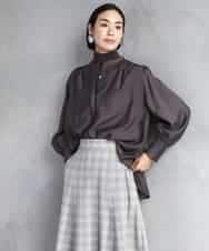 FMBAD10260 MICHEL KLEIN(ミッシェルクラン) シアーAラインブラウス ブラウン