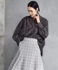 FMBAD10260 MICHEL KLEIN(ミッシェルクラン) シアーAラインブラウス ブラウン