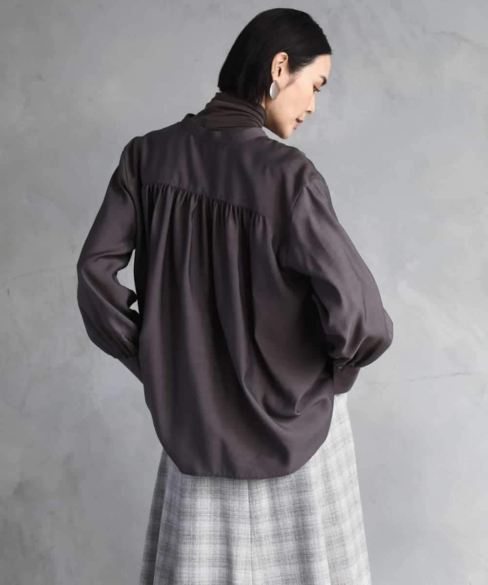 FMBAD10260 MICHEL KLEIN(ミッシェルクラン) シアーAラインブラウス ブラウン