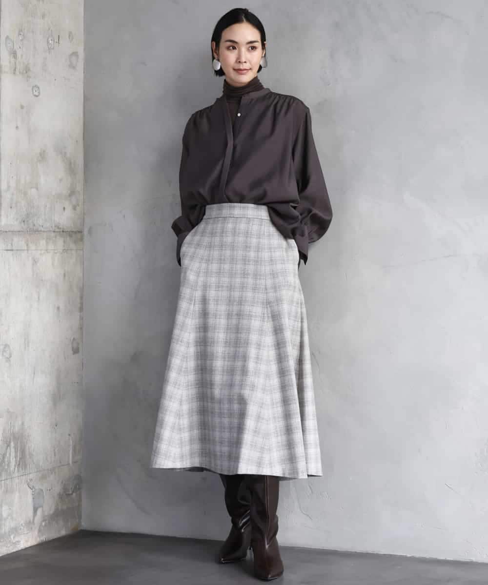 FMBAD10260 MICHEL KLEIN(ミッシェルクラン) シアーAラインブラウス ブラウン