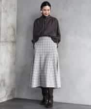 FMBAD10260 MICHEL KLEIN(ミッシェルクラン) シアーAラインブラウス ブラウン