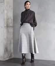 FMBAD10260 MICHEL KLEIN(ミッシェルクラン) シアーAラインブラウス ブラウン