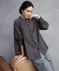 FMBAD10260 MICHEL KLEIN(ミッシェルクラン) シアーAラインブラウス ブラウン