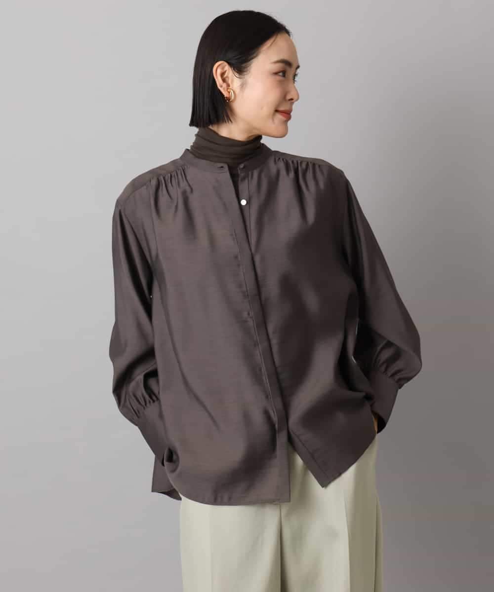 FMBAD10260 MICHEL KLEIN(ミッシェルクラン) シアーAラインブラウス ブラウン