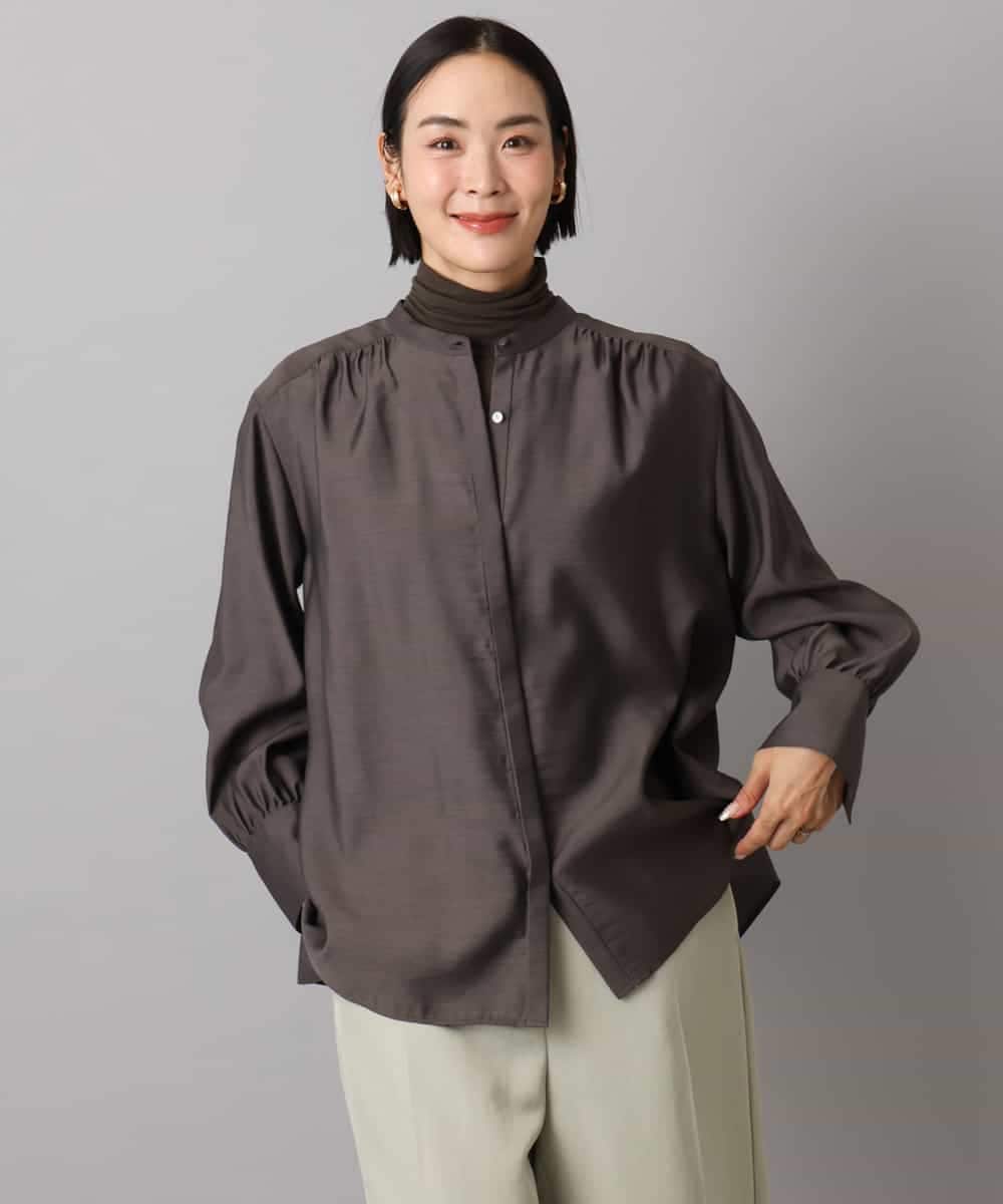 FMBAD10260 MICHEL KLEIN(ミッシェルクラン) シアーAラインブラウス ブラウン