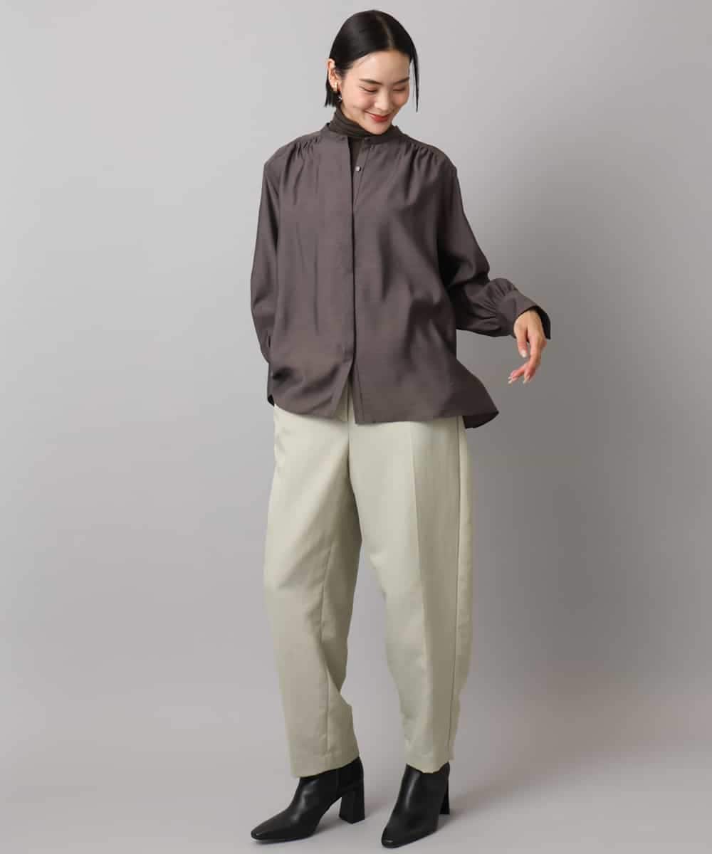 FMBAD10260 MICHEL KLEIN(ミッシェルクラン) シアーAラインブラウス ブラウン