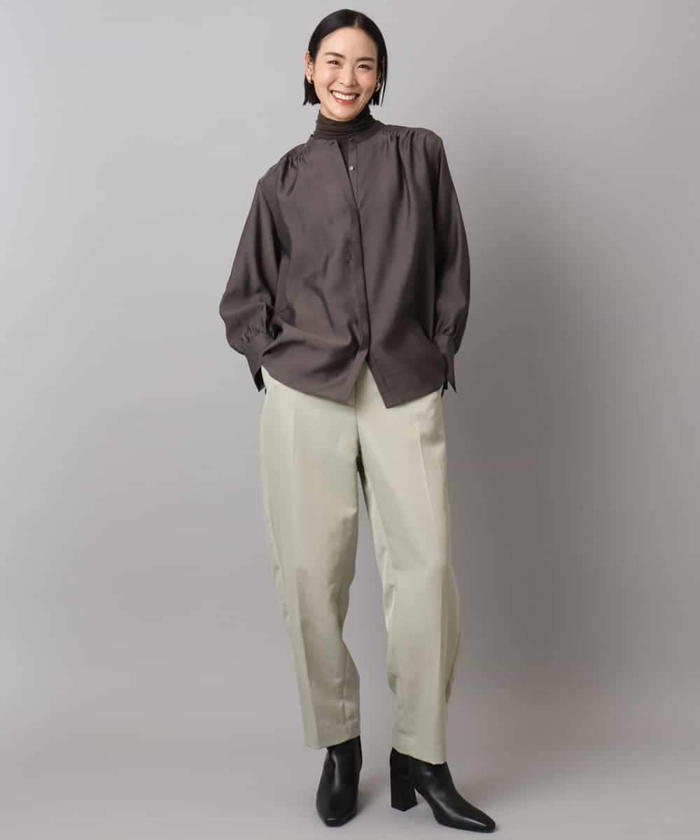 FMBAD10260 MICHEL KLEIN(ミッシェルクラン) シアーAラインブラウス ブラウン