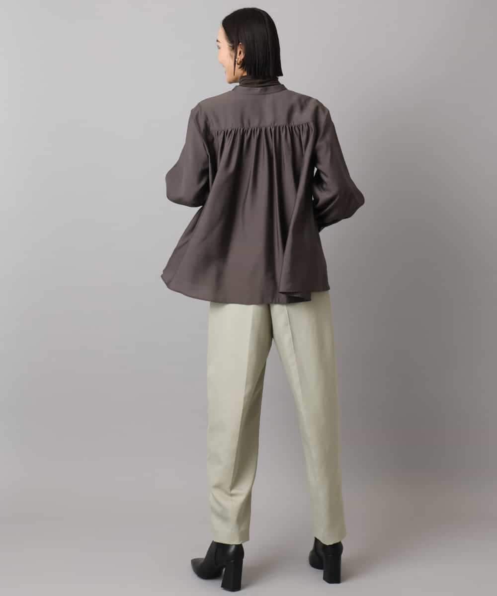 FMBAD10260 MICHEL KLEIN(ミッシェルクラン) シアーAラインブラウス ブラウン