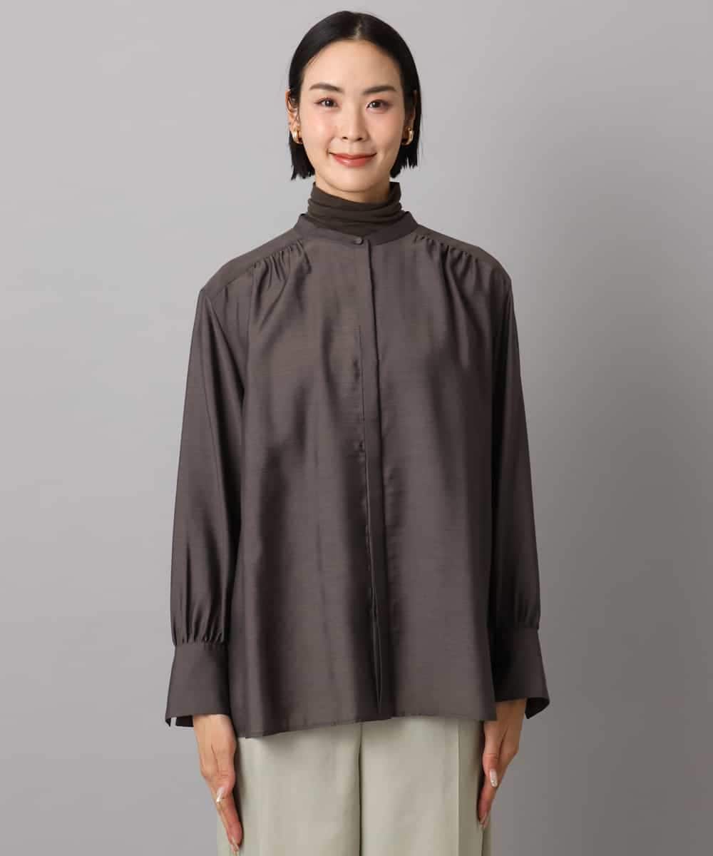 FMBAD10260 MICHEL KLEIN(ミッシェルクラン) シアーAラインブラウス ブラウン