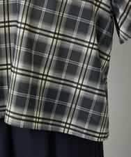 FMBAD15180 MICHEL KLEIN(ミッシェルクラン) [セットアップ対応]ギャザーブラウス　シアーチェック柄 ブラック