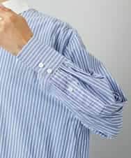FMBAD19270 MICHEL KLEIN(ミッシェルクラン) [2WAY]クレリックオーバーサイズストライプシャツ ブルー