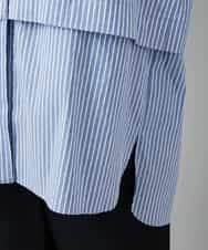 FMBAD19270 MICHEL KLEIN(ミッシェルクラン) [2WAY]クレリックオーバーサイズストライプシャツ ブルー