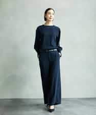 FMBAD25230 MICHEL KLEIN(ミッシェルクラン) [セットアップ対応]ノーカラーブラウス ネイビー
