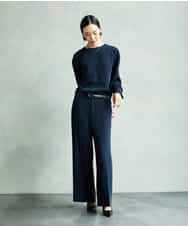 FMBAD25230 MICHEL KLEIN(ミッシェルクラン) [セットアップ対応]ノーカラーブラウス ネイビー