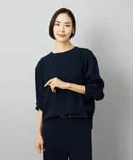 FMBAD25230 MICHEL KLEIN(ミッシェルクラン) [セットアップ対応]ノーカラーブラウス ネイビー
