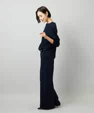 FMBAD25230 MICHEL KLEIN(ミッシェルクラン) [セットアップ対応]ノーカラーブラウス ネイビー