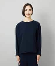 FMBAD25230 MICHEL KLEIN(ミッシェルクラン) [セットアップ対応]ノーカラーブラウス ネイビー