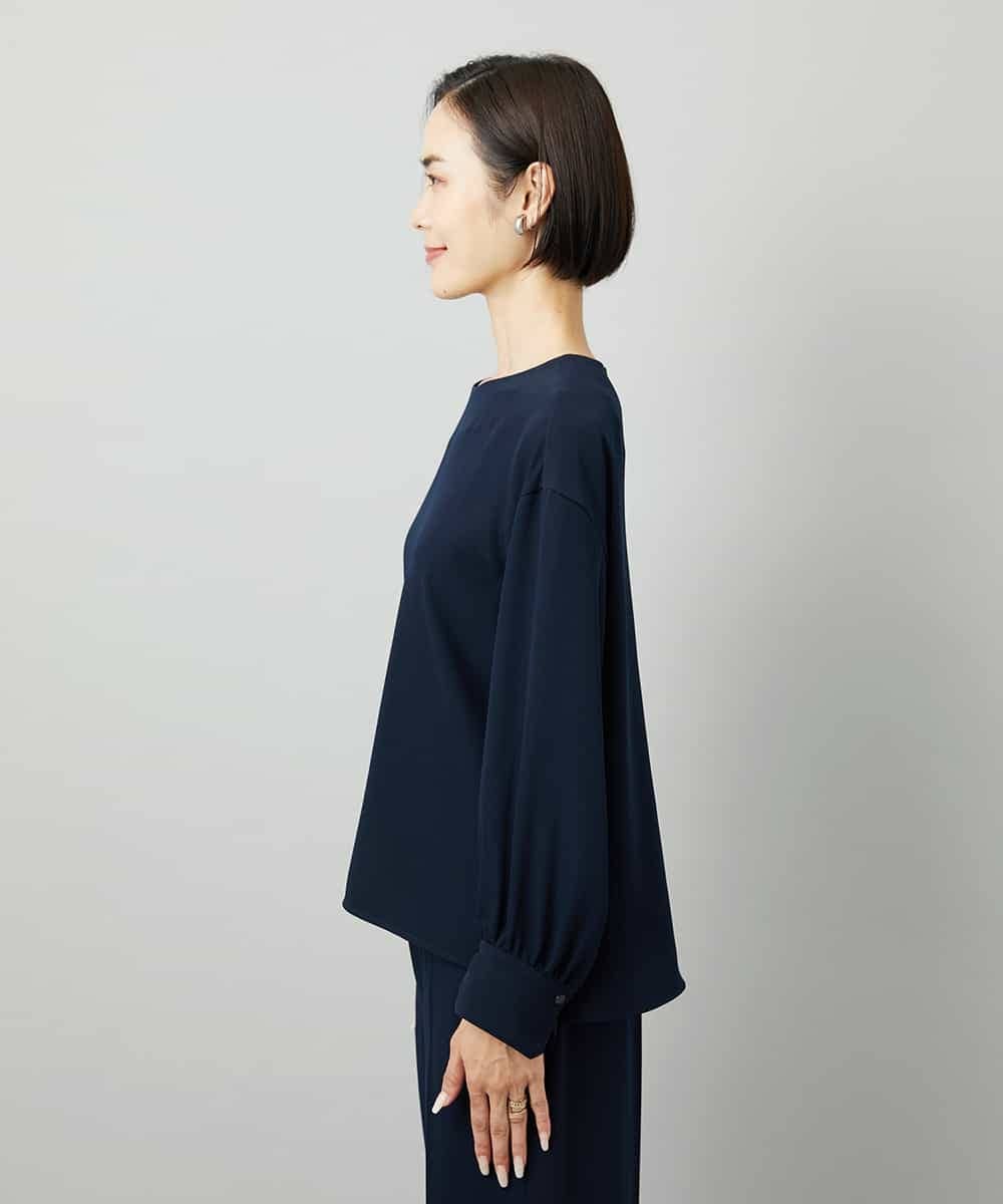 FMBAD25230 MICHEL KLEIN(ミッシェルクラン) [セットアップ対応]ノーカラーブラウス ネイビー
