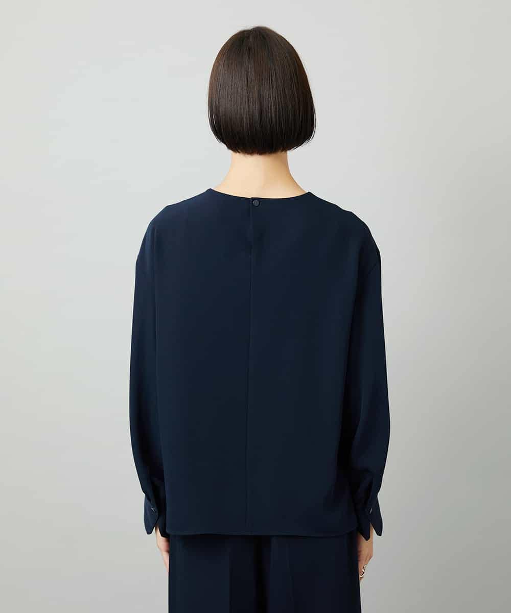 FMBAD25230 MICHEL KLEIN(ミッシェルクラン) [セットアップ対応]ノーカラーブラウス ネイビー