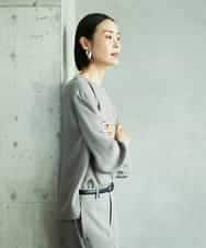 FMBAD25230 MICHEL KLEIN(ミッシェルクラン) [セットアップ対応]ノーカラーブラウス ベージュ