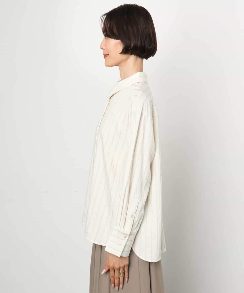 FMBAG01250 MICHEL KLEIN(ミッシェルクラン) ヴィンテージライクストライプシャツ ホワイト