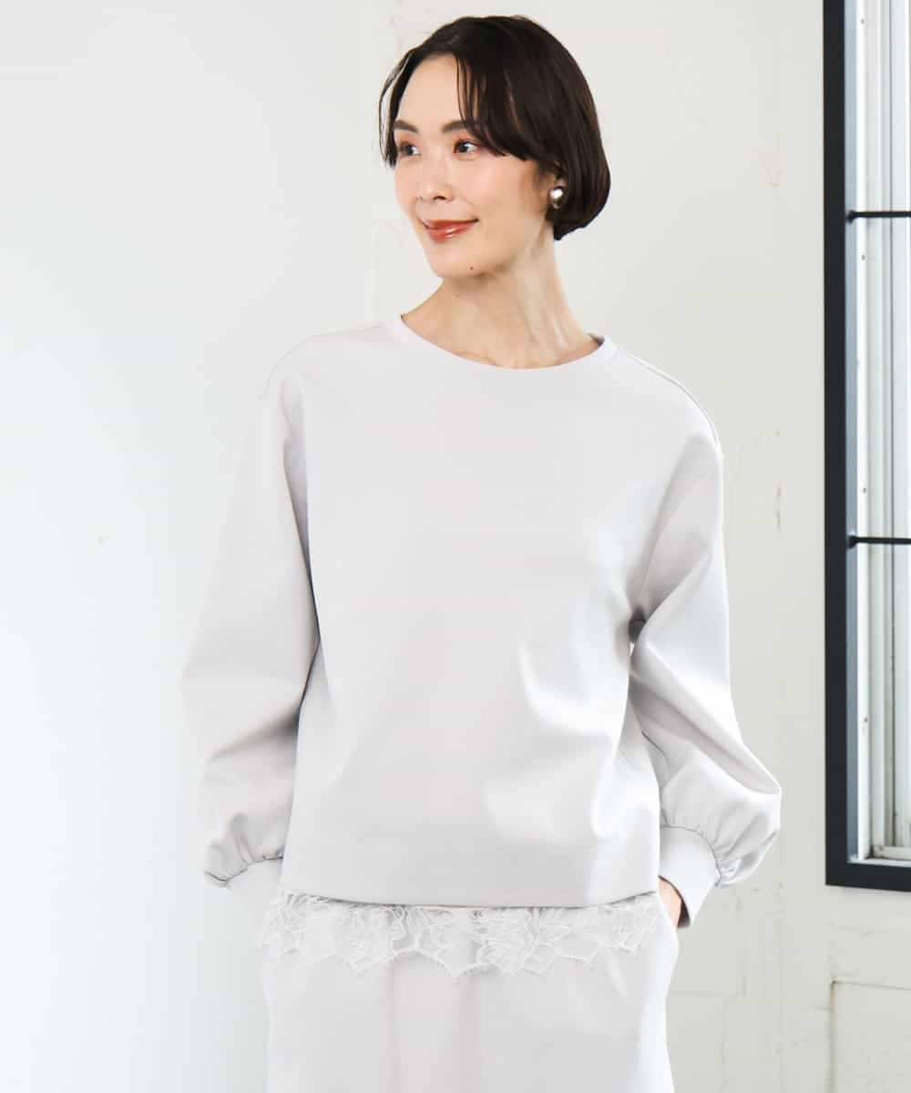 FMBAG02210 MICHEL KLEIN(ミッシェルクラン) [セットアップ対応]ダンボールニットフォルムプルオーバー ライトグレー