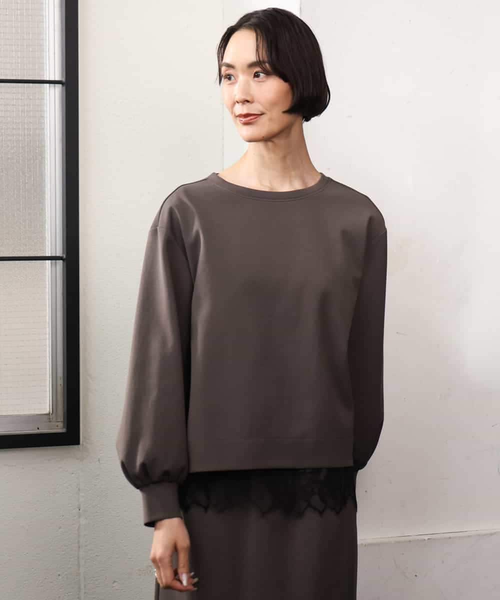 FMBAG02210 MICHEL KLEIN(ミッシェルクラン) [セットアップ対応]ダンボールニットフォルムプルオーバー チャコールブラウン